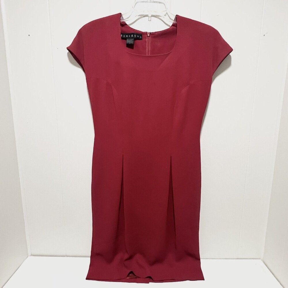 MariAnna Dress Women 4 Red Wine Sleeveless Pencil Shift Work Career